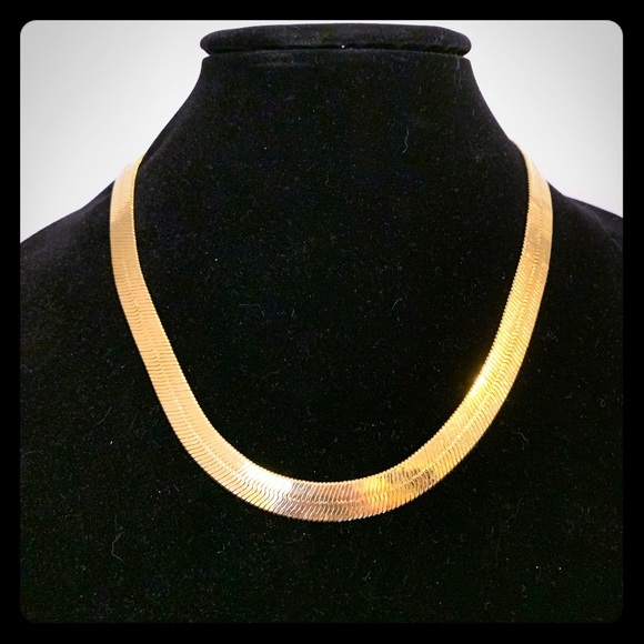 none Jewelry - 1990’s Gold Tone Herringbone Necklace 20” Long